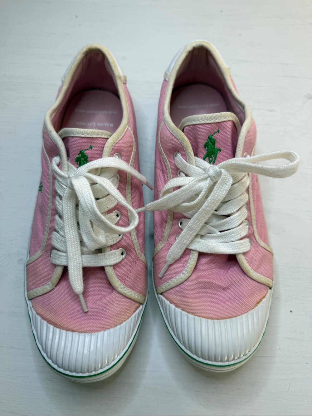 90's Polo Ralph Lauren light pink Canvas sneakers (size 8) vintage preppy Y2K - Picture 14 of 15